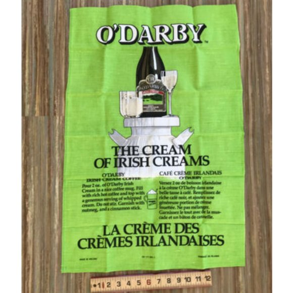 O'Darby Liquor Irish Cream Coffee Recipe Kitchen Decor Tea Bar Towel Irish Linen - Picture 1 of 3